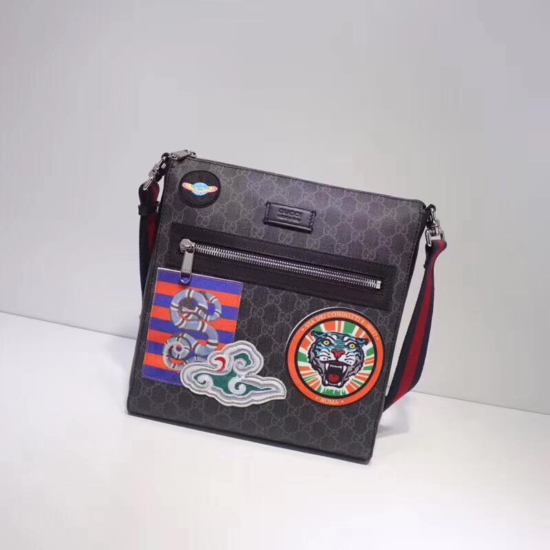 Gucci Messenger Bag 474137PVC black embroidery